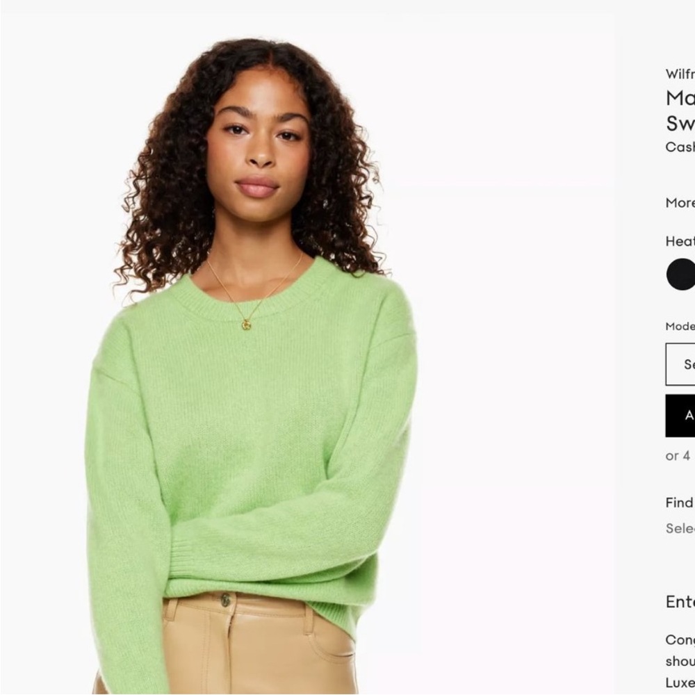 Wilfred Green Crew Neck Sweater with Ribbed Texture